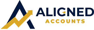 Aligned Accounts logo with arrow design.